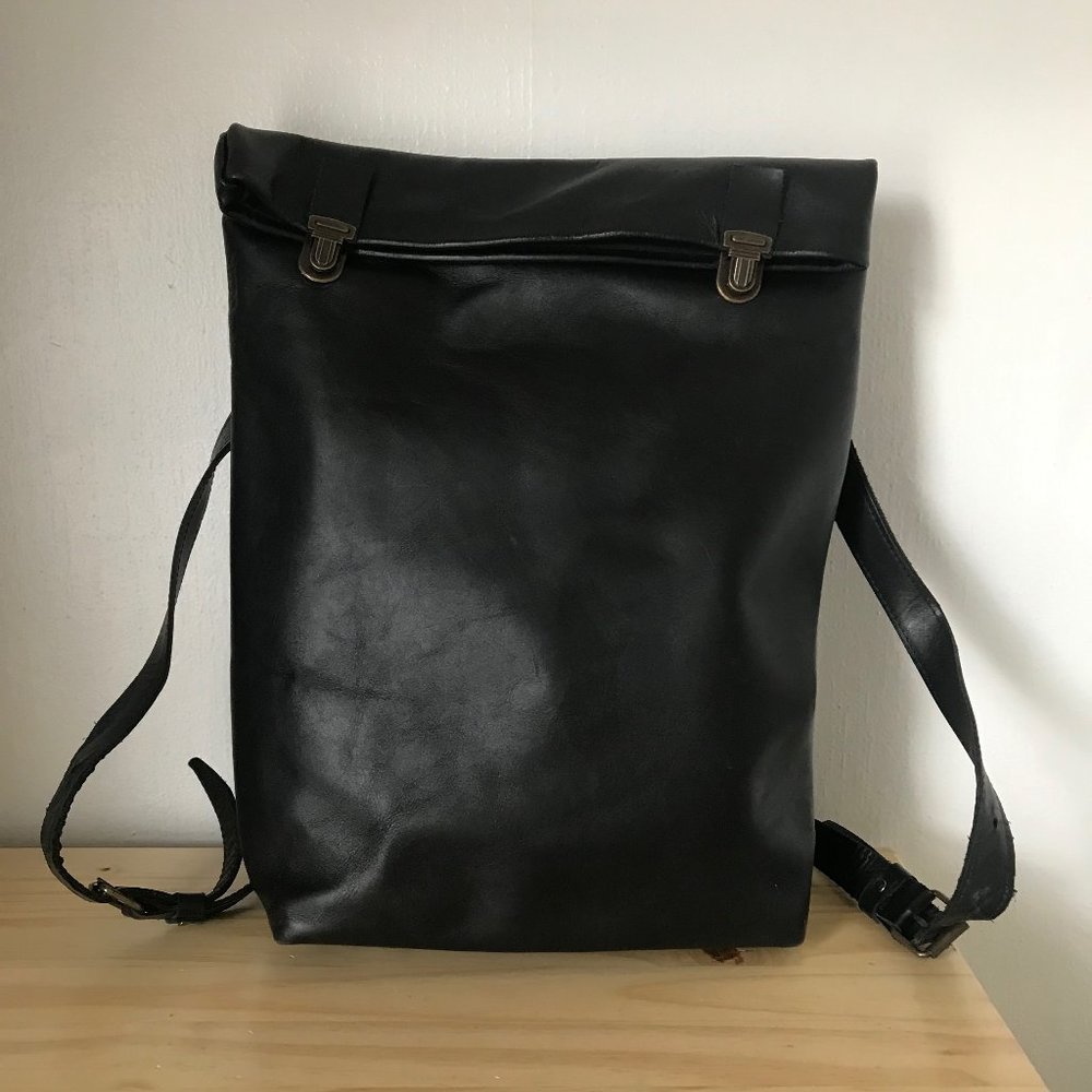 Nizzo Black Leather Backpack